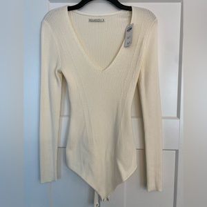 Abercrombie Cream V-Neck Onesie Bodysuit